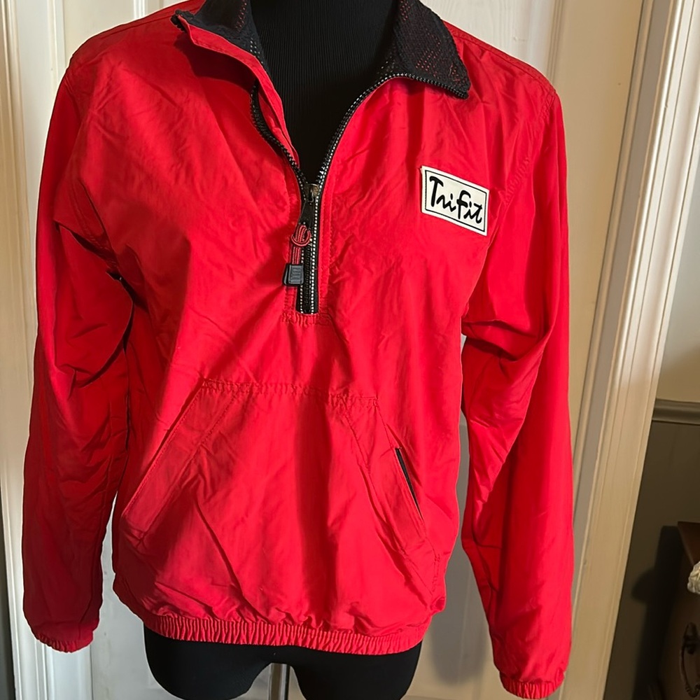 Tri-Fit Vtg half-zip women’s medium red cycling reflective jacket lined vented